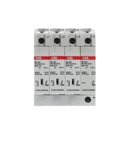 2CTB815708R2000 - Surge Protection Device,Three Pole + Neutral,275V,80kA,OVR T2 3N 80-275s P QS - ABB