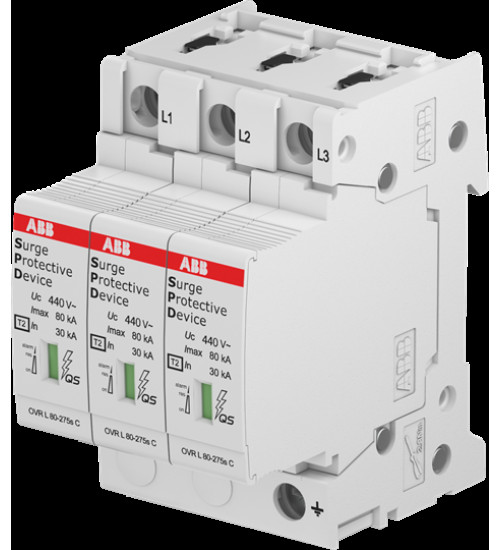2CTB815708R4100 - Surge Protection Device,Single Pole,440V,80kA,OVR T2 80-440s P QS - ABB