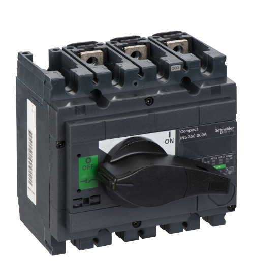 31102 - switch disconnector, Compact INS250-200 , 160 A, standard version with black rotary handle, 3 poles - Schneider Electric