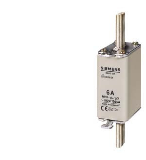 3NA7822-0RC - lv hrc fuse element, nh000, in: 63 a, gg, un ac: 500 v, un dc: 250 v, combined indicator, live grip lugs - Siemens