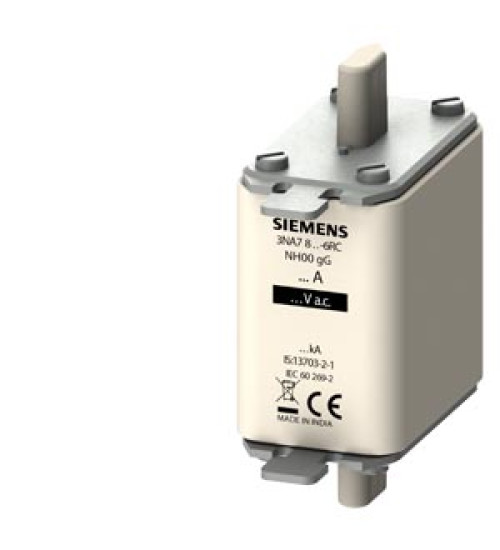 3NA78300RC - LV HRC fuse element, NH000, In 100 A, gG, Un AC 500 V, Un DC 250 V, Combined indicator, live grip lugs - siemens