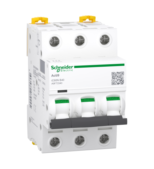 A9F73340 - Miniature circuit breaker (MCB), Acti9 iC60N, 3P, 40A, B curve, 6000A (IEC/EN 60898-1), 10kA (IEC/EN 60947-2) - Schneider Electric