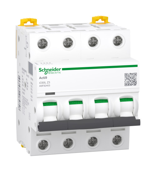 A9F92403 - iC60L - miniature circuit breaker - 4P - 3A - Z curve - Schneider Electric