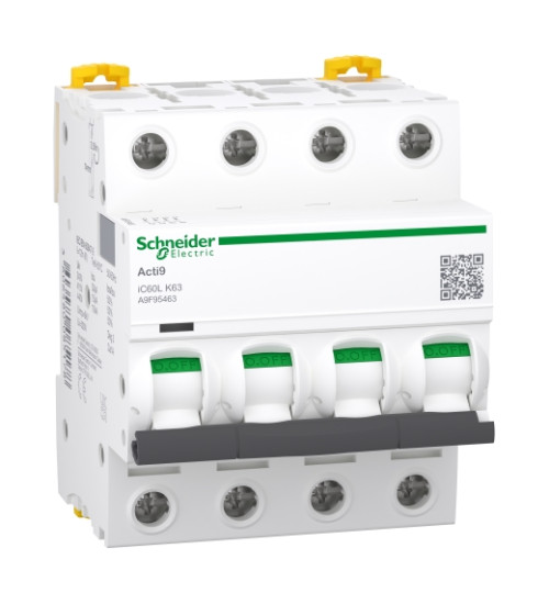 A9F95463 - Miniature circuit breaker (MCB), Acti9 iC60L, 4P, 50A, K curve, 15000A (IEC/EN 60898-1), 15kA (IEC/EN 60947-2) - Schneider Electric