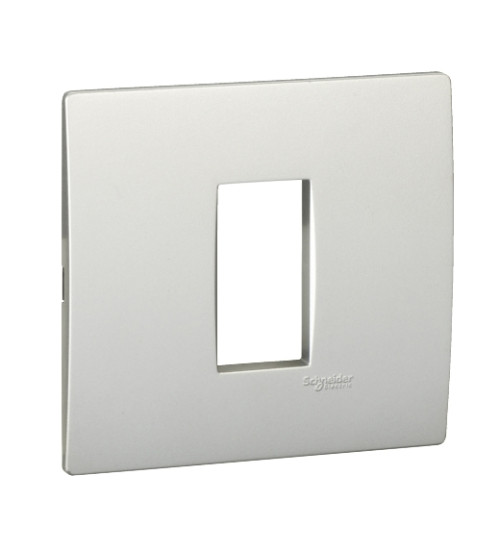AAKX0741 - Opale cover frame with fixing frame 1 module Matt Silver - Schneider Electric