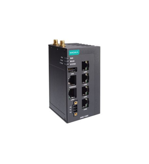 AWK-1165C-UN-T, Industrial 802.11ax wireless client with 5 10/100/1000BaseT(X) ports, IP30, UN band, -40 to 75°C operating temperature