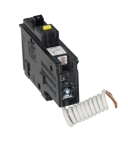 CHOM120GFI - Mini circuit breaker, Homeline Canadian, 20A, 1 pole, 120VAC, 10kA AIR, ground fault class A, plug in, UL | Schneider Electric