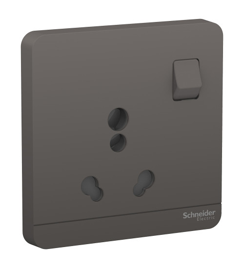 E8315_16_DG - AvatarOn, switched socket, 3P, 16 A, 250 V, Dark Grey - Schneider Electric