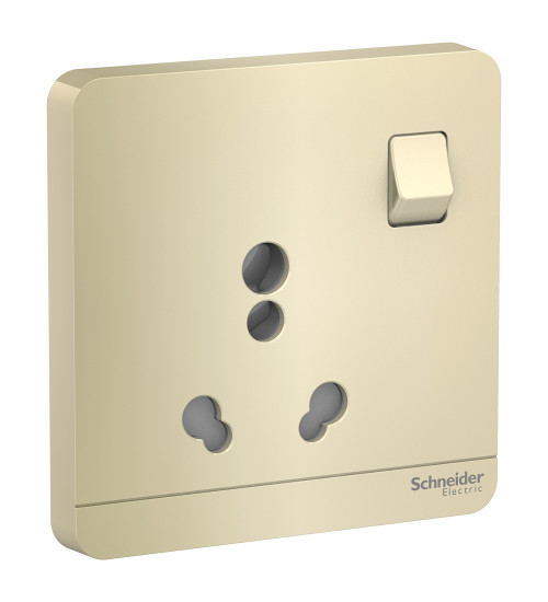 E8315_16_WG - AvatarOn, switched socket, 3P, 16 A, 250 V, Wine Gold - Schneider Electric