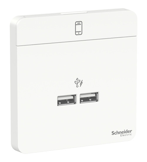 E83311USB_WE_G8 - AvatarOn, USB charger, 2typeA, 2.1A, White - Schneider Electric
