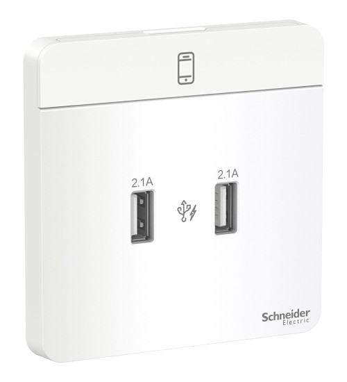 E8332USB_WE_G8 - AvatarOn, USB charger, 2typeA, 2.1A, White - Schneider Electric