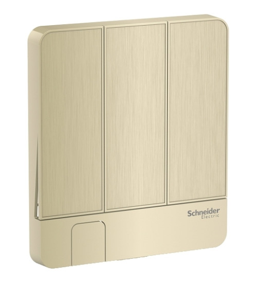 E8333KH_GH - AvatarOn, cover plate for switch, 3 rocker, Key holder, Metal Gold Hairline - Schneider Electric
