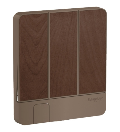 E8333KH_WD - AvatarOn, cover plate for switch, 3 rocker, Key holder, Wood - Schneider Electric