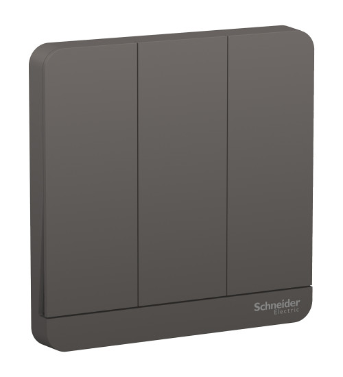 E8333_DG - AvatarOn, cover plate for switch, 3 rocker, Dark Grey - Schneider Electric