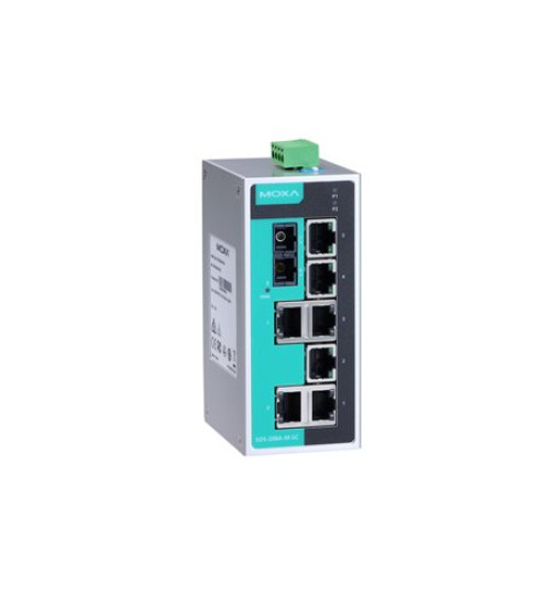 EDS-208A-M-SC-T, EDS-208A-M-SC-T Moxa, Unmanaged Ethernet switch with 7 10/100BaseT(X) ports, 1 100BaseFX multi-mode port with SC connector, -40 to 75°C operating temperature