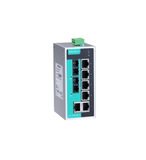 EDS-208A-MM-SC-T, EDS-208A-MM-SC-T Moxa, Unmanaged Ethernet switch with 6 10/100BaseT(X) ports, 2 100BaseFX multi-mode ports with SC connectors, -40 to 75°C operating temperature