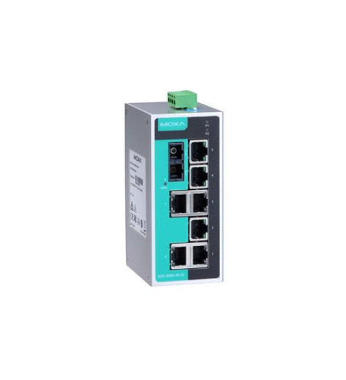 EDS-208A-S-SC, EDS-208A-S-SC Moxa, Unmanaged Ethernet switch with 7 10/100BaseT(X) ports, 1 100BaseFX single-mode port with SC connector, -10 to 60°C operating temperature