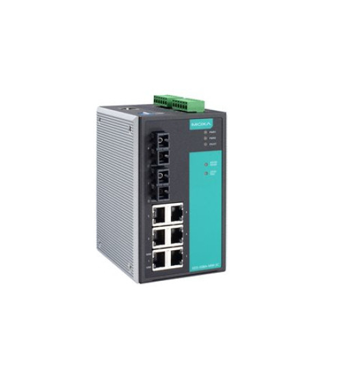 EDS-508A-SS-SC, EDS-508A-SS-SC Moxa, Managed Ethernet switch with 6 10/100BaseT(X) ports, 2 100BaseFX single-mode ports with SC connectors, 0 to 60°C operating temperature
