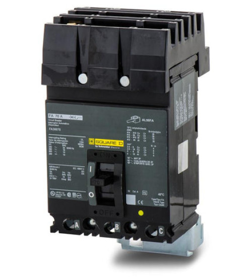Square D FA36070 - Circuit breaker, FA, 600V, 70A, 3 pole | Schneider Electric