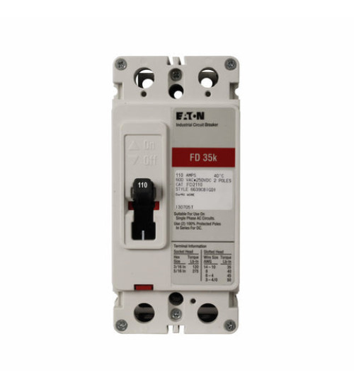 FD2110 - Eaton Cutler-Hammer 110 Amp 2 Pole 600 Volt Bolt-On Molded Case Circuit Breaker