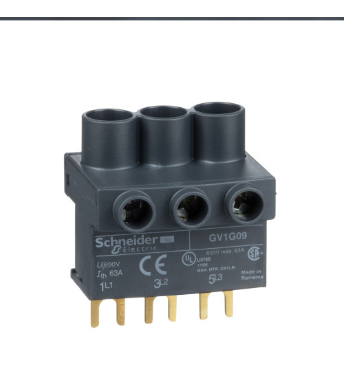 GV1G09 - TeSys GV2, TeSys D & TeSys U AC terminal block AC 3P AC from the top AC Schneider Electric