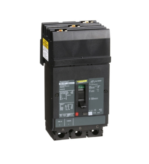 Square D HDA36100 - Circuit breaker, PowerPacT H, 100A, 3 pole, 600VAC, 14kA, I-Line, thermal magnetic, 80%, ABC - Schneider Electric