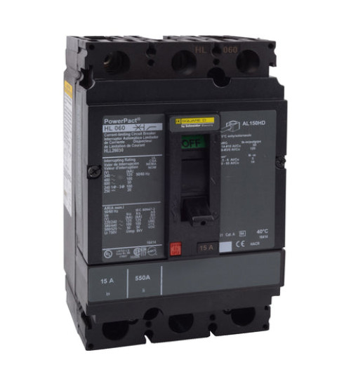 Square D HLL26030 - Circuit breaker, PowerPacT H, 30A, 2 pole, 600VAC, 50kA, lugs, thermal magnetic, 80% | Schneider Electric
