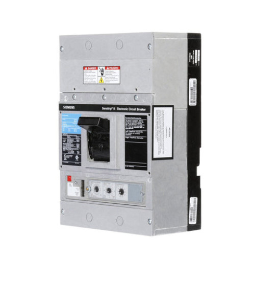 JD63B300L - LOW VOLTAGE SENTRON MOLDED CASE CIRCUIT BREAKER WITH THERMAL - MAGNETIC TRIP UNIT. STANDARD 40 DEG C BREAKER JD FRAME WITH STANDARD BREAKING CAPACITY. MEETS UL 489 / IEC 60947-2 STANDARDS. 300A 3-POLE BREAKER (25KAIC AT 600V) (35KAIC AT 480V). SPECIAL FEATURES: LINE AND LOAD SIDE LUGS (TA2J6500) WIRE RANGE: 3/0AWG - 500KCM (CU) / 4/0AWG - 500KCM (AL). DIMENSIONS (W x H x D) IN: 7.5 x 11 x 4. - Siemens