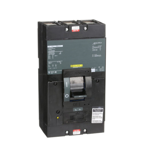 Square D LAL36400MB - Circuit breaker, LA, 400A, 3 pole, 600VAC, 22kA, 250VDC, 10kA, lugs, thermal magnetic, short handle | Schneider Electric