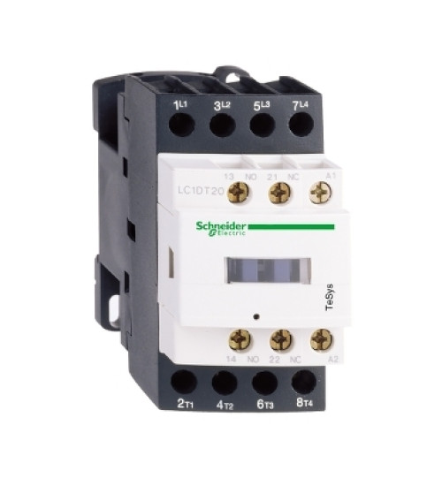 LC1DT20EL - contactor, TeSys Deca, 4P (4NO), AC - 1, <=440V, 20A, 48VDC low consumption coil, screw clamp terminal - Schneider Electric