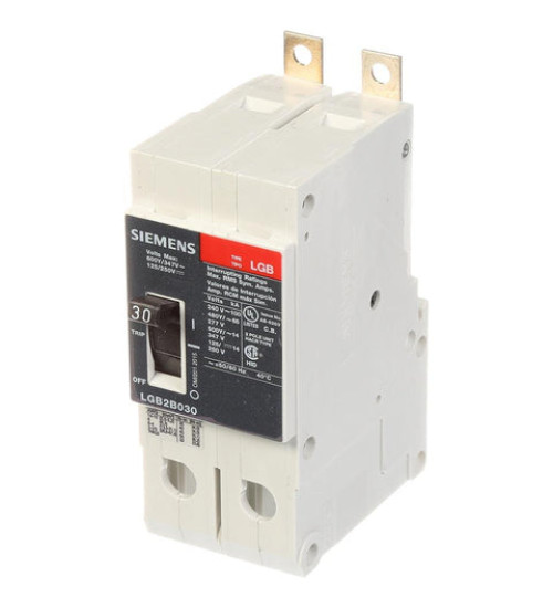 LGB2B030B - LOW VOLTAGE PANELBOARD MOUNT G FRAME CIRCUIT BREAKER WITH THERMAL - MAGNETIC TRIP UNIT. UL LISTED LGB FRAME WITH VERY HIGH BREAKING CAPACITY. 30A 2-POLE (14KAIC AT 600Y/347V) (65KAIC AT 480Y/277V). SPECIAL FEATURES: LOAD SIDE LUGS ONLY (TC1Q1) WIRE RANGE: 14 - 10 AWS (CU/AL). DIMENSIONS (W x H x D) IN: 2 x 5.4 x 2.8. - Siemens