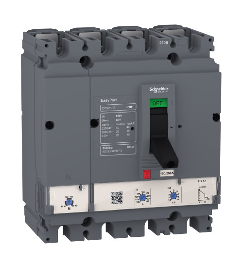 LV525508 - circuit breaker, Easy Pact CVS250B, 25kA at 415V AC, ETS2.2, 250A, 4P - Schneider Electric