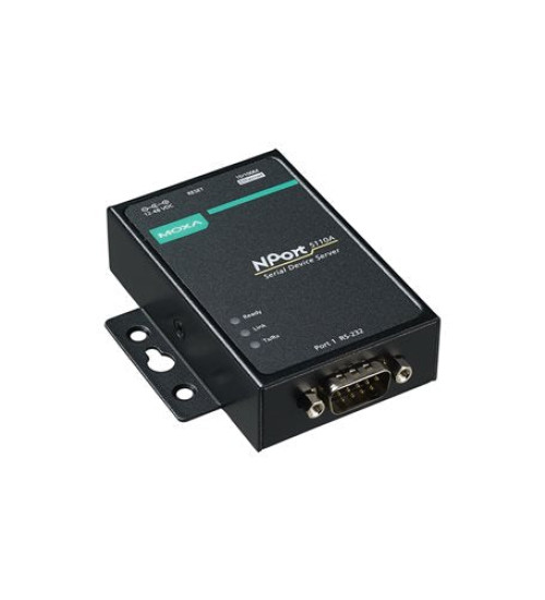 NPort 5110A-T, 1-port RS-232 device server with surge protection, -40 to 75°C operating temperature