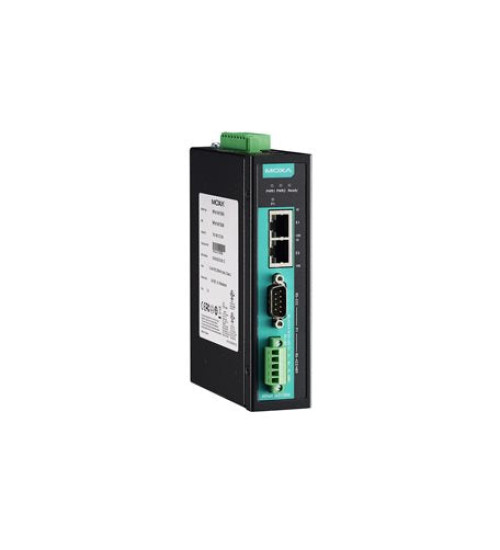 NPort IA5150A, 1-port RS-232/422/485 industrial automation device server with serial/LAN/power surge protection, 2 10/100BaseT(X) ports with single IP, 0 to 60°C operating temperature