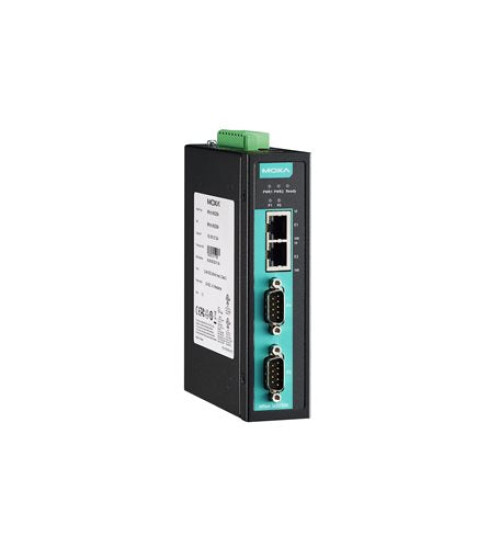 NPort IA5250A, 2-port RS-232/422/485 industrial automation device server with serial/LAN/power surge protection, 2 10/100BaseT(X) ports with single IP, 0 to 60°C operating temperature