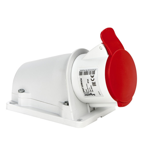 PKF32W434 - PratiKa socket - screw - angled - 32A - 3P + E - 380...415 V AC - wall - Schneider Electric