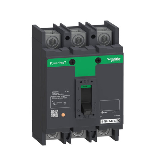 QDP32150TM - Circuit breaker, PowerPacT Q, 150A, 3 pole, 240VAC, 25kA, lugs, thermal magnetic, 80%, bottom of panel | Schneider Electric
