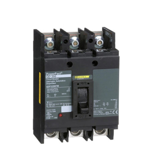 Square D QDP32200TM - Circuit breaker, PowerPacT Q, 200A, 3 pole, 240VAC, 25kA, lugs, thermal magnetic, 80%, bottom of panel | Schneider Electric