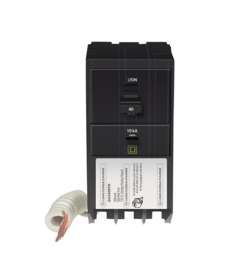 Square D QO340EPD - Mini circuit breaker, QO, 40A, 3 pole, 240VAC, 10kA, plug in, 30mA grd fault B | Schneider Electric