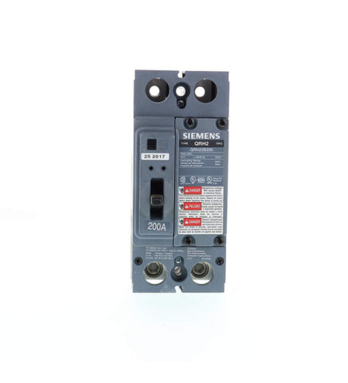 QRH22B200 - Low Voltage Molded Case Circuit Breakers General Purpose MCCBs, TM - are Circuit Protection Molded Case Circuit Breakers. 2-Pole circuit breaker Type QRH2 HACR rated. Rated 240V (200A). AIR (25 kA). Special features: UL listed for reverse feed applications, (AL) load side lugs installed. - Siemens