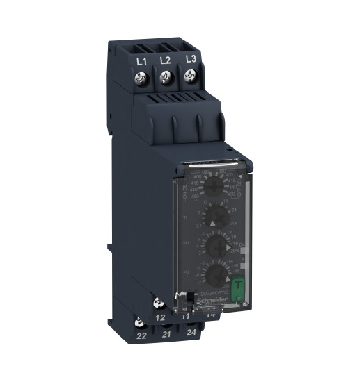RM22TR33 - Modular 3-phase control relay, 8 A, 2 CO, 380...480 V AC AC Schneider Electric