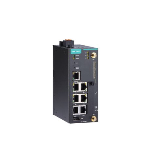 UC-5102-T-LX, Arm-based wireless-enabled industrial computing platform with Cortex-A8 1 GHz CPU, 2 Ethernet ports, 4 serial ports, 1 SD slot, 1 Mini PCIe slot, 4 DIs, 4 DOs, 1 USB port, -40 to 85°C operating temperature