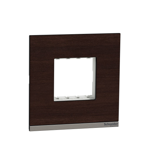 UNPCP2M_WD - Cover frame, Unica Pure, with fixing frame, 1 gang, 2 modules, oak - Schneider Electric