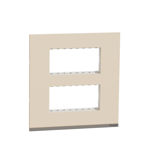 UNSCP8MSQ_CL - Cover Frame, Unica Pure, with fixing frame, 2 gangs, 2 x 4 modules, sandy beige - Schneider Electric
