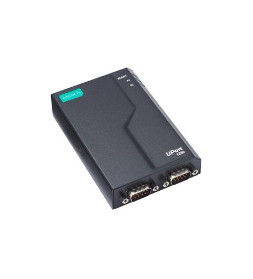 UPort 1250-G2-T, 2-port RS-232/422/485 USB-to-serial converter, -40 to 75°C operating temperature