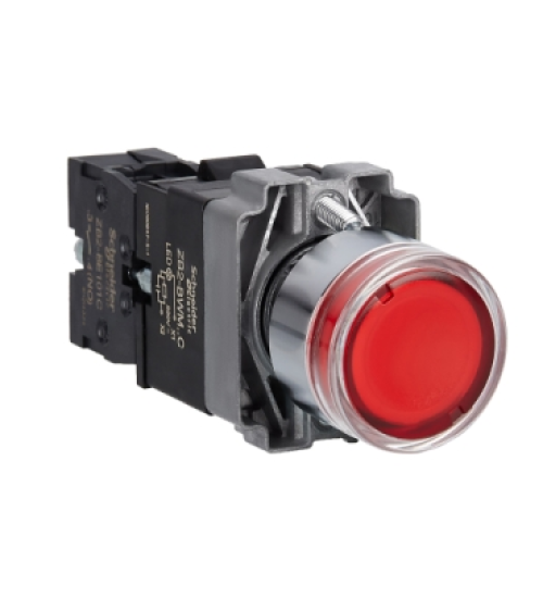 XB2BW34M1C - Complete illuminated push button, Easy Harmony XB2, metal, flush, red, 22mm, spring return, 220V AC, 1NO - Schneider Electric