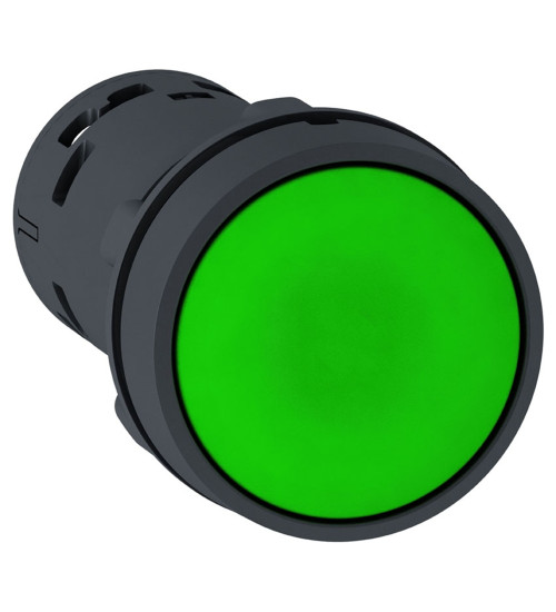XB7NA31 - Monolithic push button, Harmony XB7, plastic, green, 22mm, spring return, unmarked, 1NO - Schneider Electric