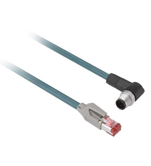 XGSZ22E4510 - Ethernet copper cable, Radio frequency identification XG, Jumper M12/RJ45 straight/ elbowed shielded 10 m - Telemecanique Sensors