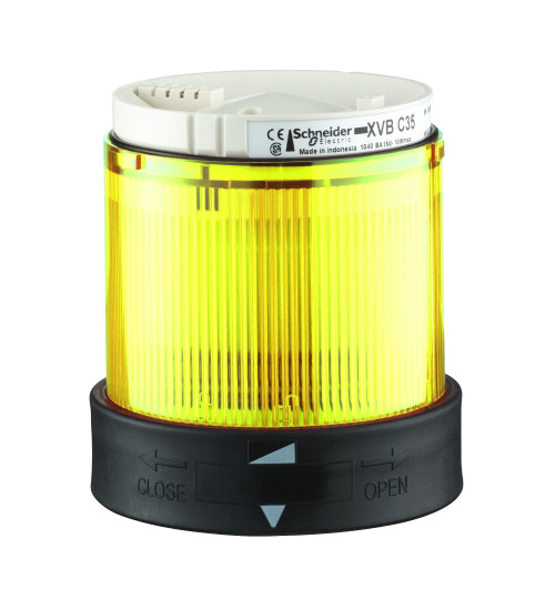 XVBC5G8 - Illuminated unit for modular tower lights, plastic, yellow, Ø70, flashing, integralLED, 120V AC AC Schneider Electric