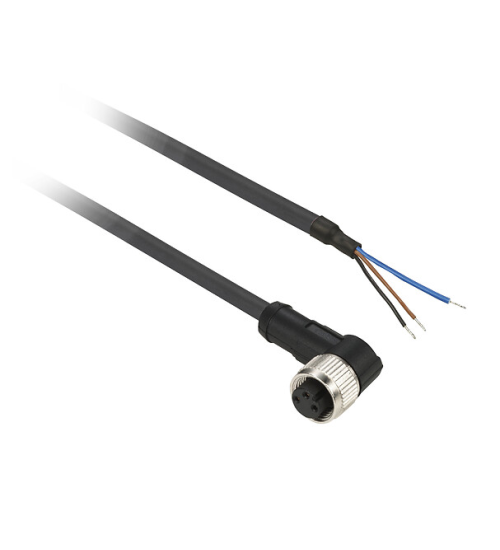 XZCP0266L10 - Pre wired connectors XZ, elbowed female, Ø 8 mm, 3 pins, cable PUR 10 m - Telemecanique Sensors